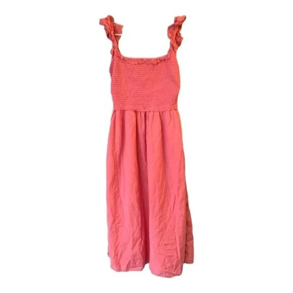 Wilfred Pink Reminisce Dress Smocked Midi Dress Ruffled  S - Picture 2 of 12